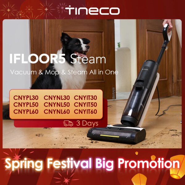Tineco iFLOOR 5 Stoom Nat Droog Stofzuiger Alles-in-één, Stoommop Hardhouten Vloerreiniger Ideaal